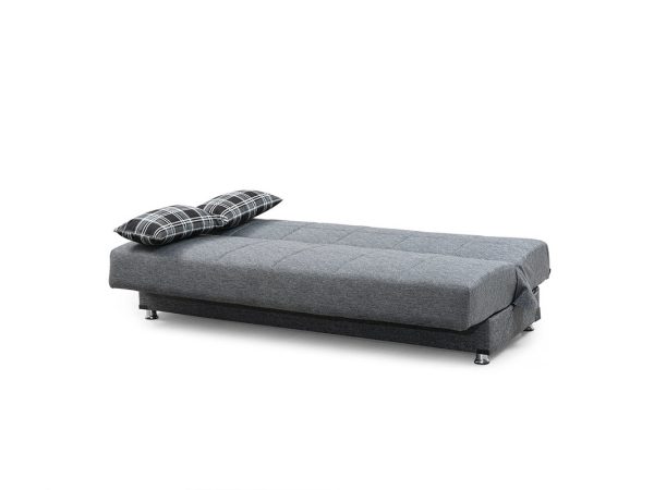 Компактный диван-кровать с ящиком для белья AURORA темно-серого цвета