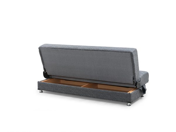 Компактный диван-кровать с ящиком для белья AURORA темно-серого цвета