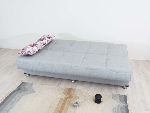 Раскладной диванчик с ящиком для белья AURORA светло-серого цвета