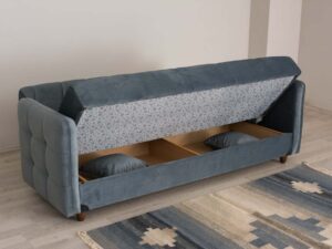 ספה תלת מושבית לסלון נפתחת למיטה דגם DEFNE בצבע אפור