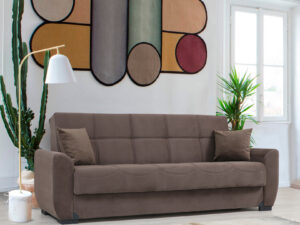 ספה תלת מושבים עם ארגז מצעים  דגם STELLA בצבע חום