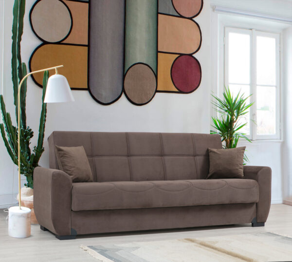 ספה תלת מושבים עם ארגז מצעים דגם STELLA בצבע חום