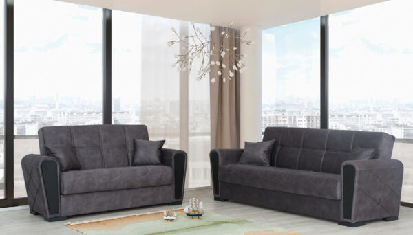 Комплект диванов 3+2 из ткани темно-серого цвета модель