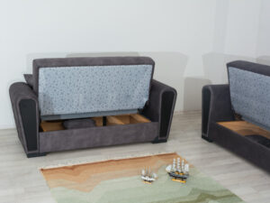 ספה תלת מושבית דגם INKI בצבע אפור כוללת ארגז מצעים