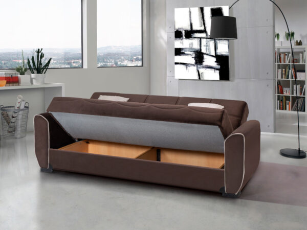 Элегантный диван с кроватью модель PARIS коричневого цвета