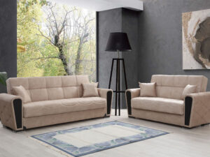 Комплект мягкой мебели из ткани 3+2 модель INKI бежевого цвета