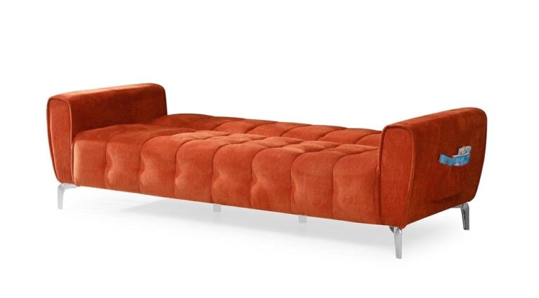 ספה תלת מושבית מרשימה נפתחת למיטה דגם STOKHOLM בצבע תפוז