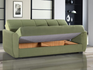 ספה בצבע ירוק עם מיטה וארגז מצעים דגם STELLA