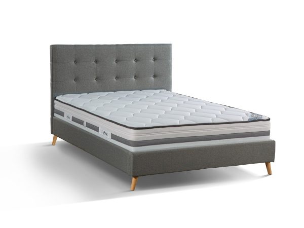 מיטה זוגית מרופדת 160x200 דגם MARK בצבע אפור עם מזרון