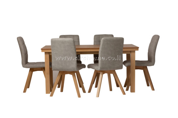 Стильный комплект для гостиной стол EUROPA в цвете бук и шесть стульев NICE