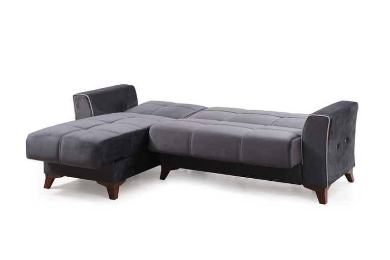 Серый угловой диван с кроватью модель BERLIN