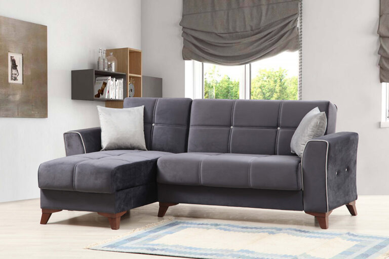 Серый угловой диван с кроватью модель BERLIN