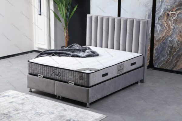 Двуспальная кровать с ящиком модель SOHO серая