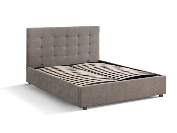 מיטה זוגית אפורה דגם KARL בגודל 160/200 עם ארגז מצעים