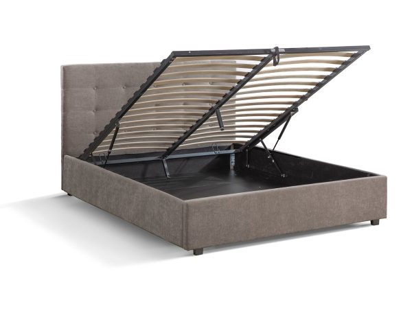 מיטה זוגית אפורה דגם KARL בגודל 160/200 עם ארגז מצעים