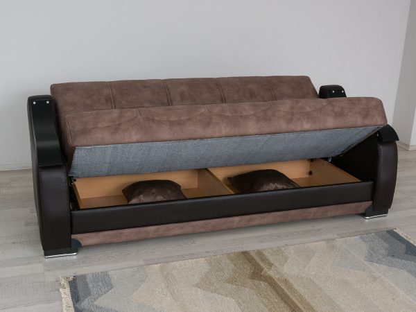 Прямой диван-кровать в коричневом цвете модель ZAMBAK