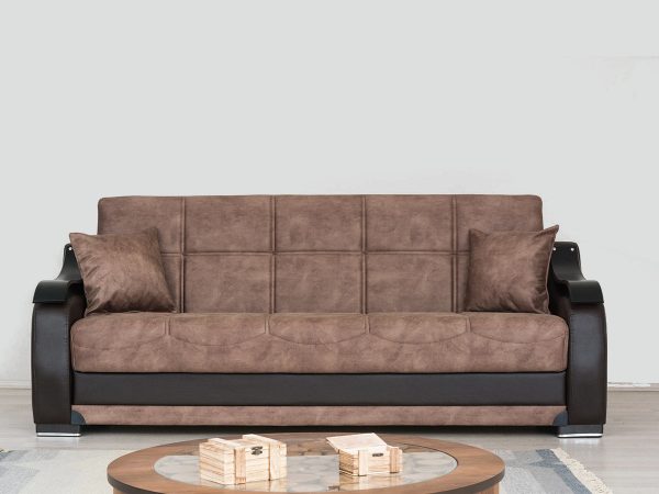 Прямой диван-кровать в коричневом цвете модель ZAMBAK