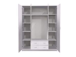 Шкаф для одежды 160 см с 4 дверями в белом цвете