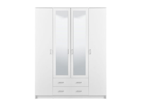 Шкаф для одежды 160 см с 4 дверями в белом цвете