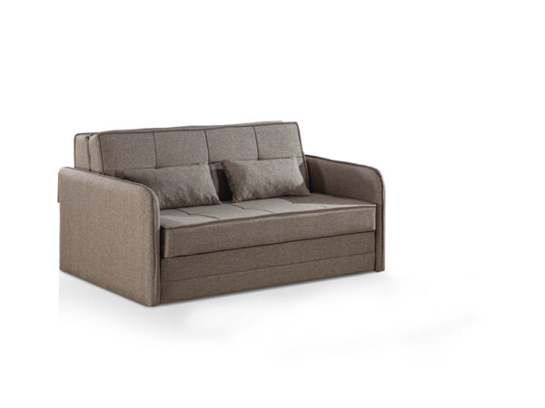 ספה דו מושבית בצבע חום נפתחת למיטה עם מנגנון “אקורדיון” דגם CINDY